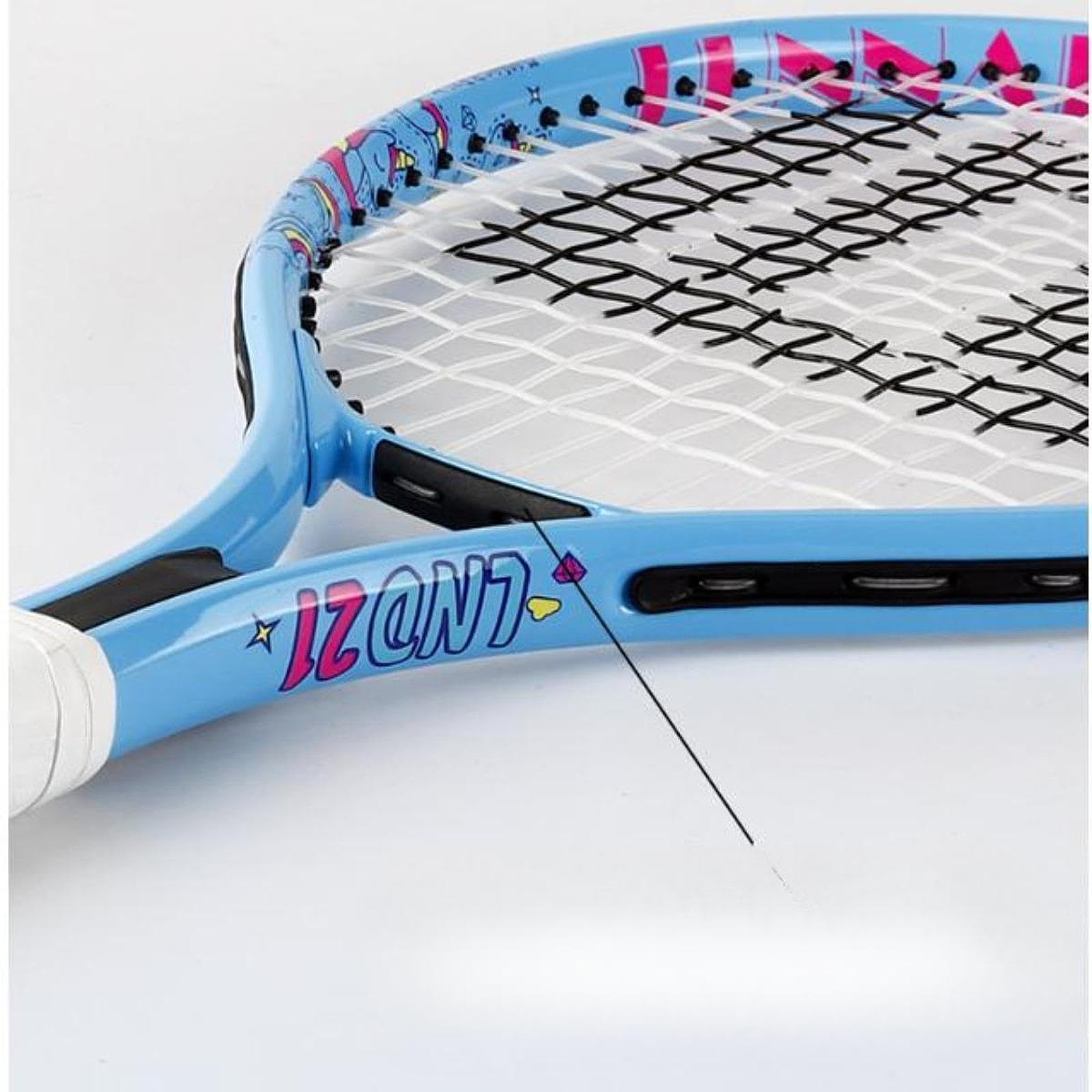 Milageto Raqueta de Tenis para Niños Ligera Construcción Carbono Cuerda Nailon Mango Cómodo Antichoque Entrenamientos Principiantes Adecuada para Parques