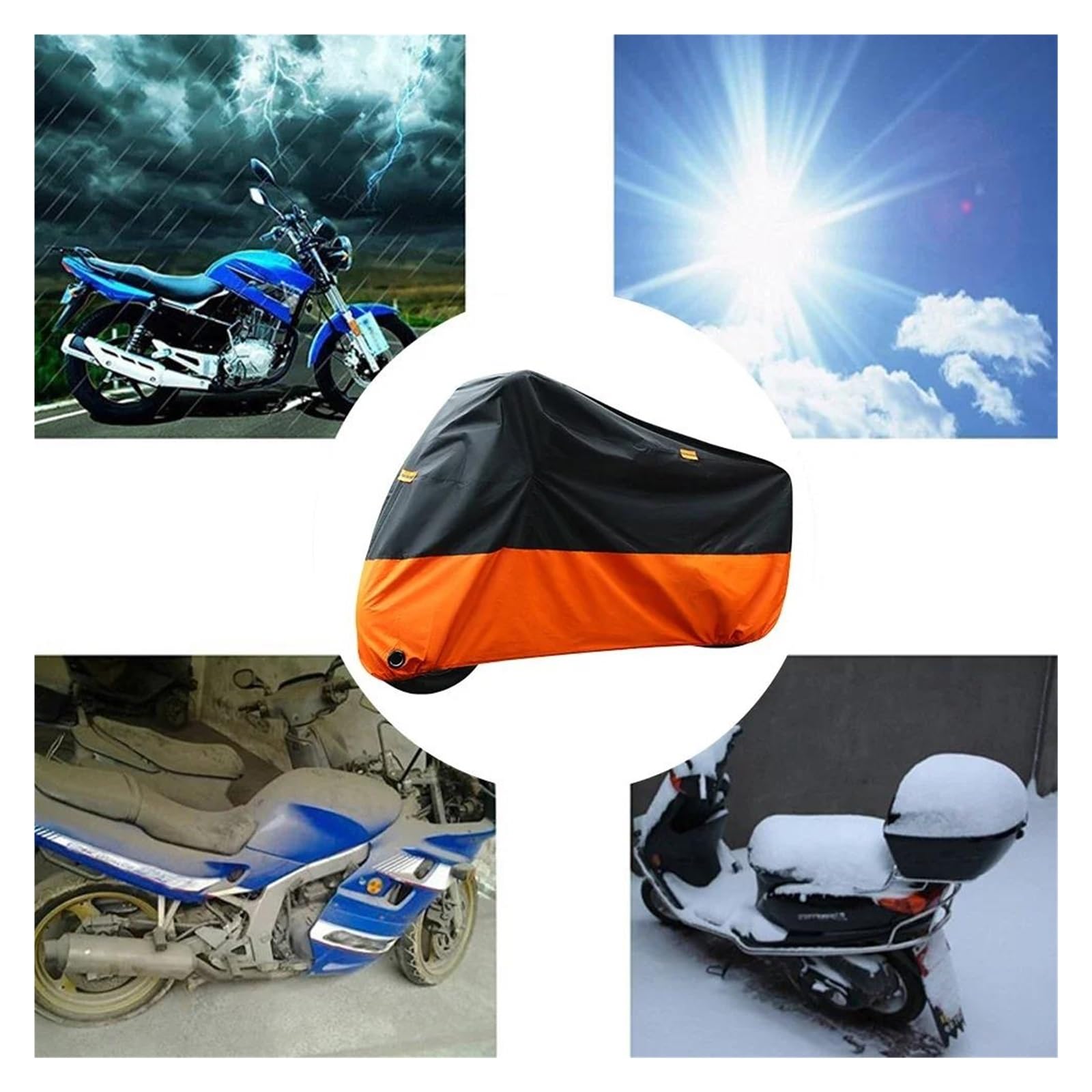 Funda Impermeable Gruesa 190T para Moto, Protectora para Exteriores contra Rayos Ultravioleta, Polvo, Lluvia Y Sol para Todas Las Estaciones(XL)