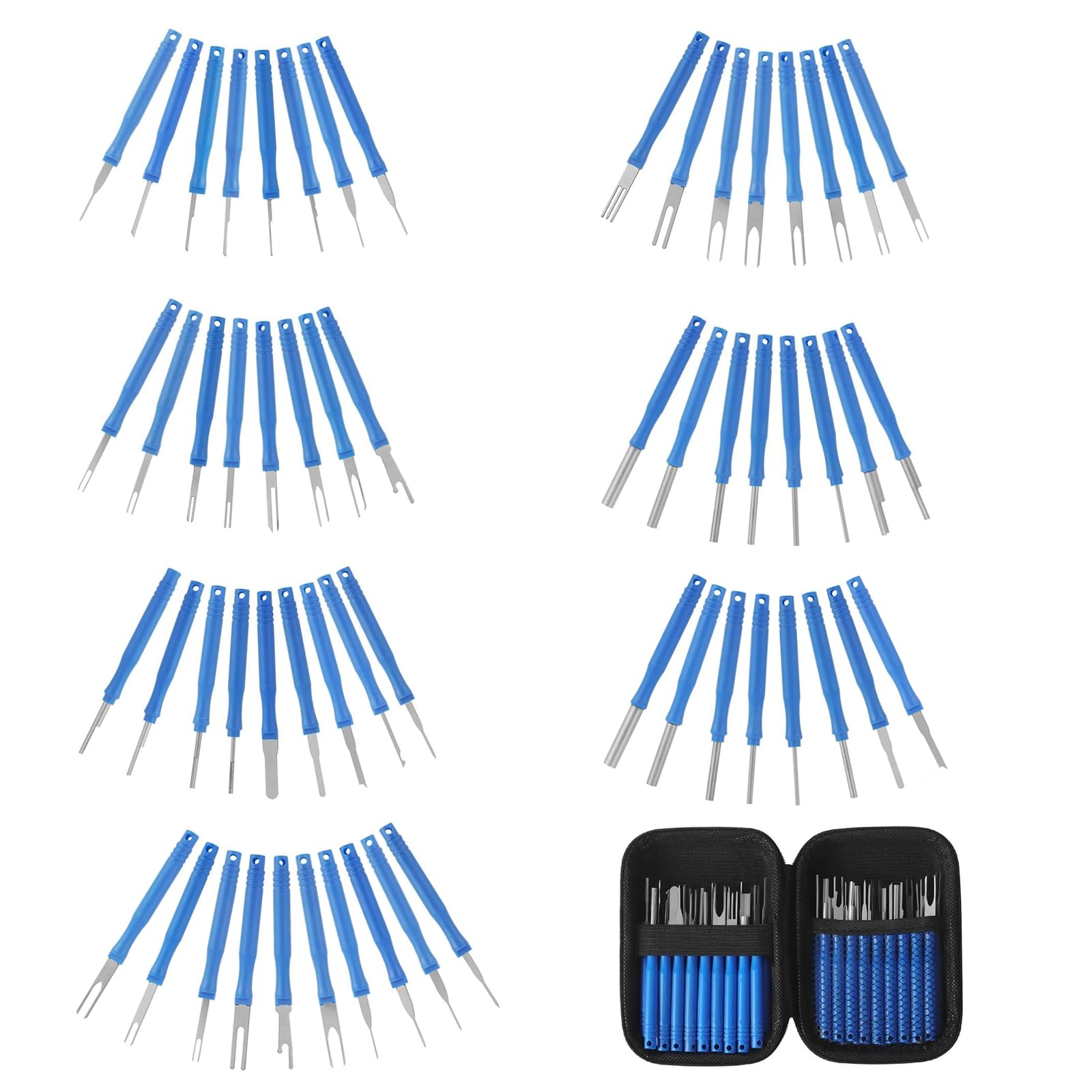 XLWJBES Upgraded Terminal Removal Tool Kit, 59Pcs Blue Electrical Pin Removal Tool Kit, Electrical Wire Connector Pin Release Tool, Automotive