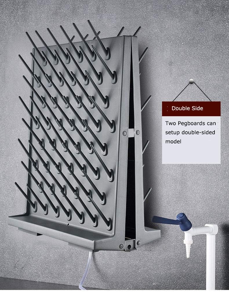 Black 52 Pegs Lab Supply Drying Rack, Pegboard Bench-top/Wall-Mount Laboratory Glassware 52 Detachable PegsLab Drying Draining Rack Cleaning Equipment