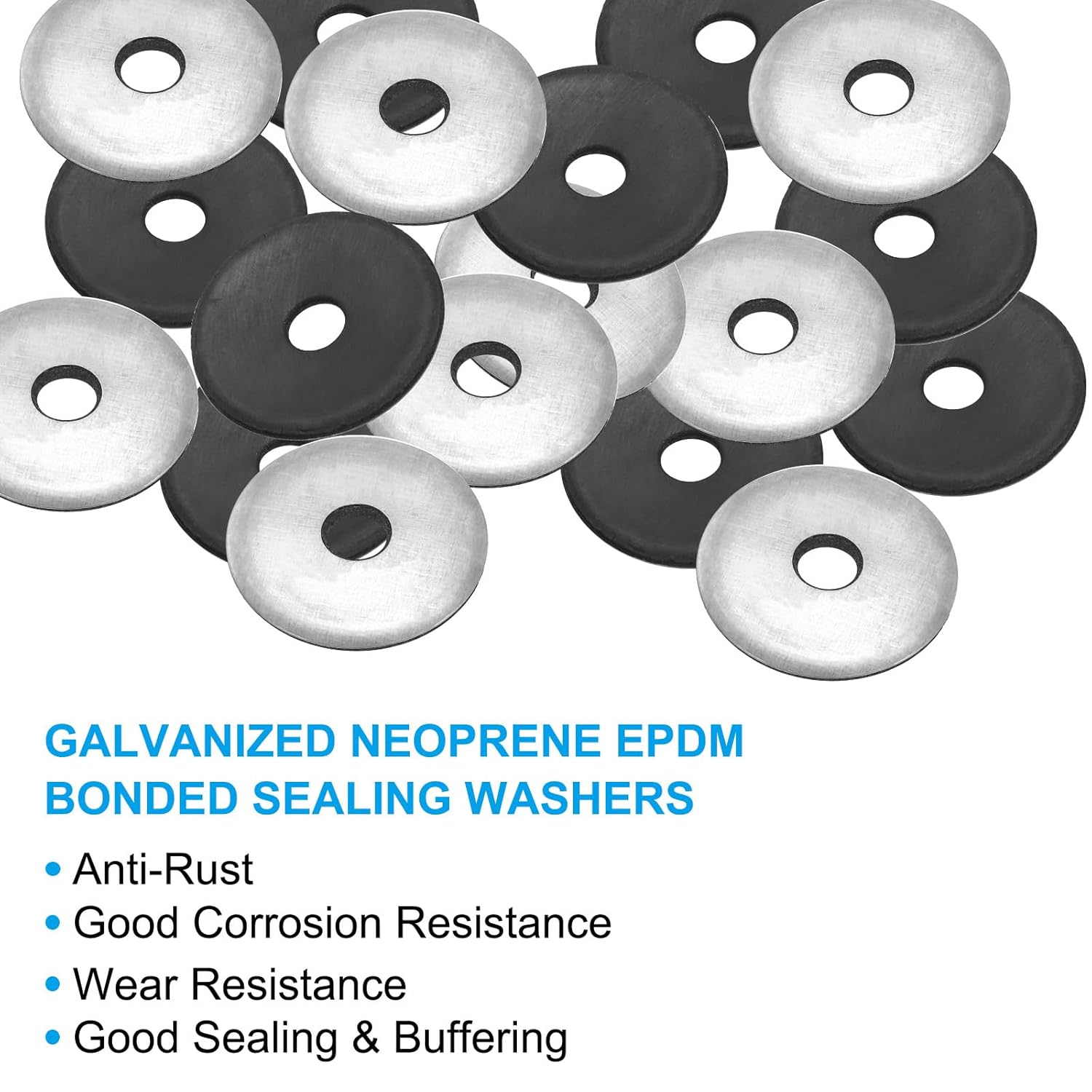 PATIKIL 5/16" x1 1/4" EPDM Bonded Sealing Washers, 100 Pieces Galvanized Neoprene Rubber Backed Screw Gasket for Industrial Home Machinery Ships Roof