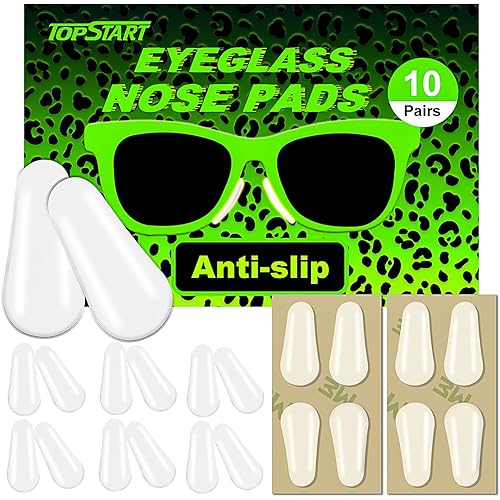 1.6mm Ultra-Thin Silicone Nose Pads for Glasses – Anti-Slip Adhesive Replacement Nose Pads, with Super Sticky Backing for Eyeglasses, Sunglasses & Blue Light Glasses (19mm Clear)