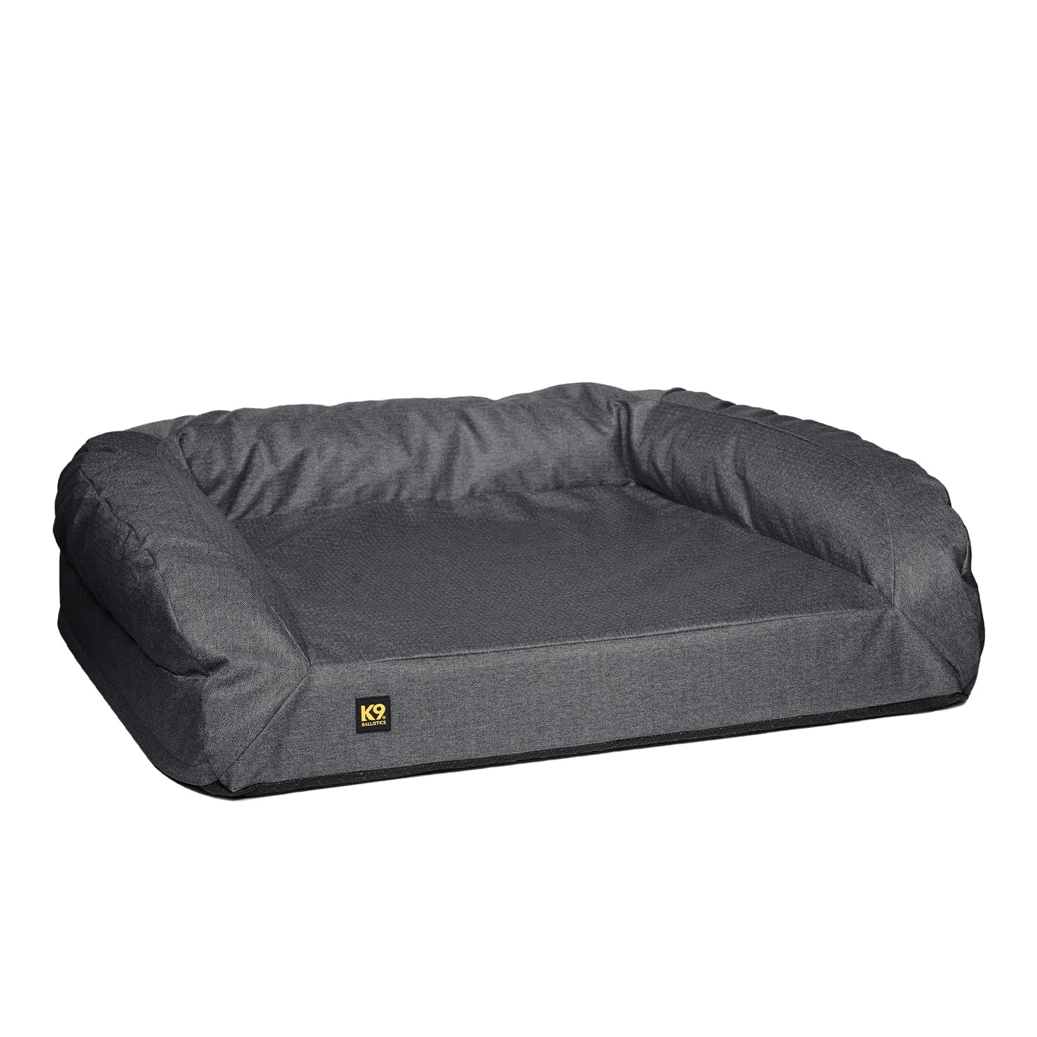 K9 Ballistics Tough Bolster Orthopedic Sofa Dog Bed with Removable Washable Cover - Durable, Water Resistant with Nonskid Bottom - Large, Titanium