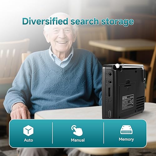 Miniatura 4 de TIVDIO - Radio estéreo portátil AMFM con reproductor y grabador de MP3 con ranura para lápiz USB y temporizador de desconexión (negro)