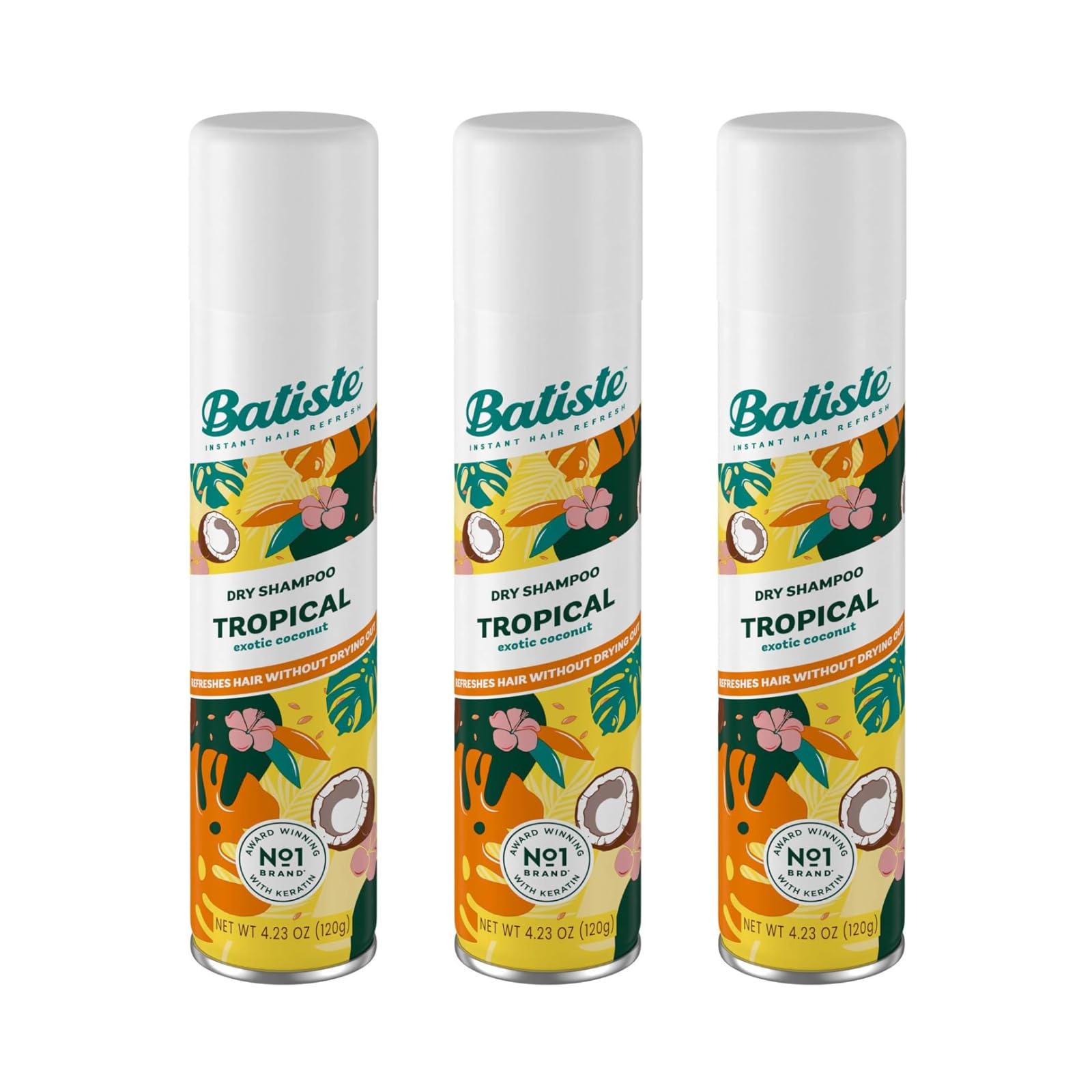 Dry Shampoo by Batiste – 6.73 Ounce (Pack of 3), Clear, Pack of 3