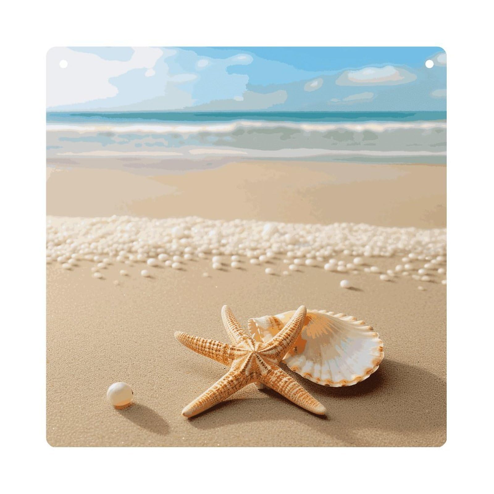 Adfgyerh Style Starfish Shell And Beach Hanging Ornaments Window Hanging Modern Acrylic Decor For Living Room Bedroom Dining Room Hallway Office Wall Decor, 8X8 In