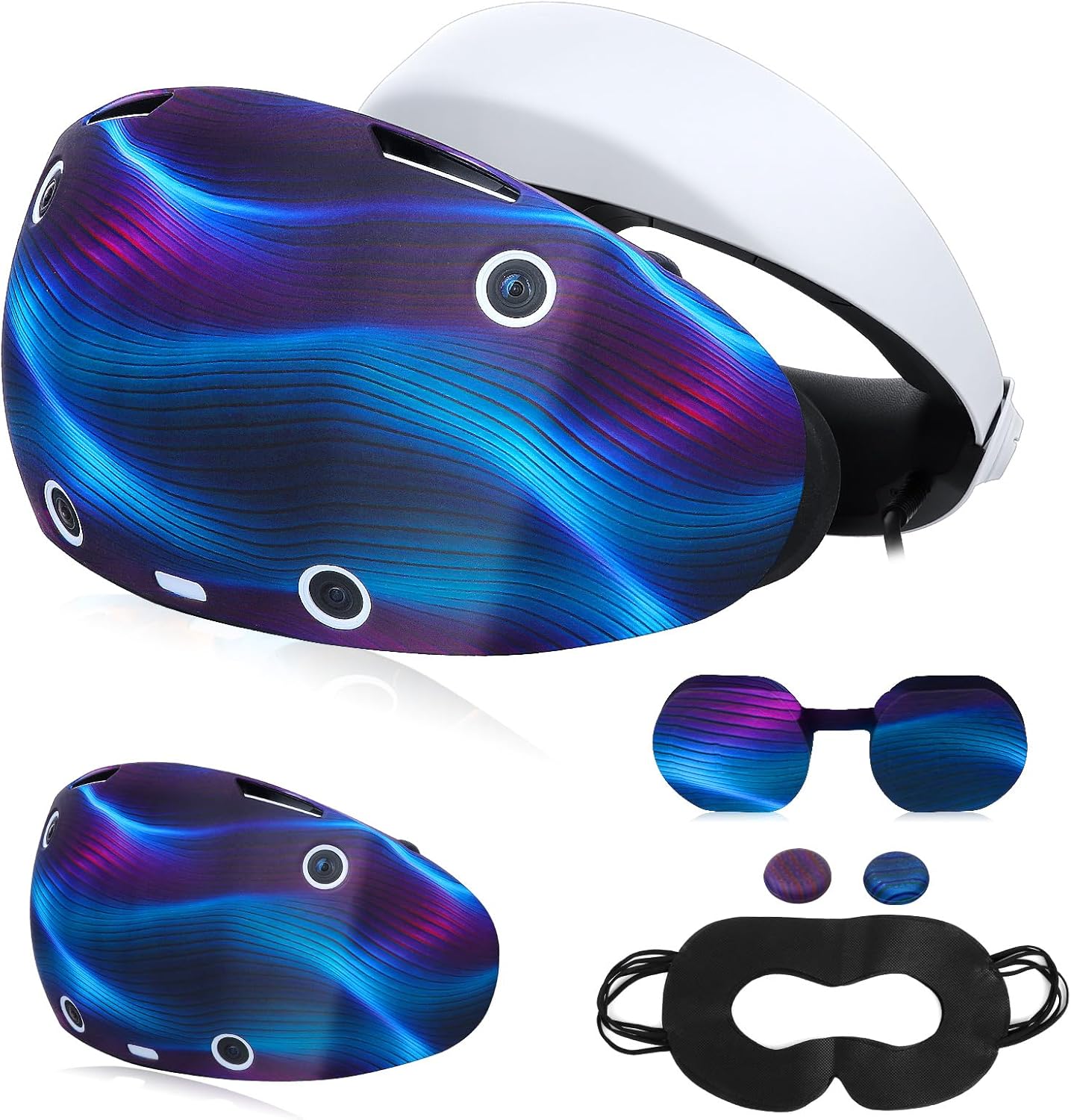 Silicone Case for PSVR2, VR Shell, Disposable Eye Cover, Joysticks Case, Lens Protector Cover for Playstation VR2 Accessories, Soft Washable Anti-Scratch Sleeve for PS VR 2 (Colorful A)
