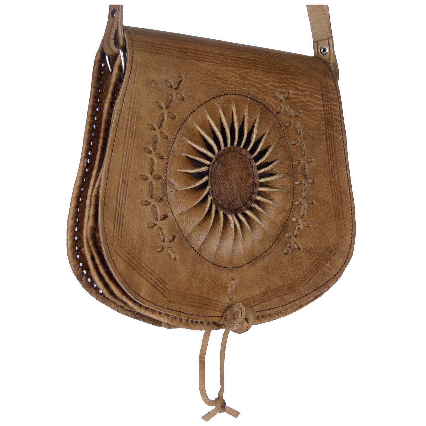 Simandra Leder-Tasche „Zahra“ 25x28cm in braun • marokkanische Umhängetasche • Handtasche 100% Handarbeit • verstellbarer Schultergurt & 2 Fächern Aktentasche Bürotasche Abendtasche