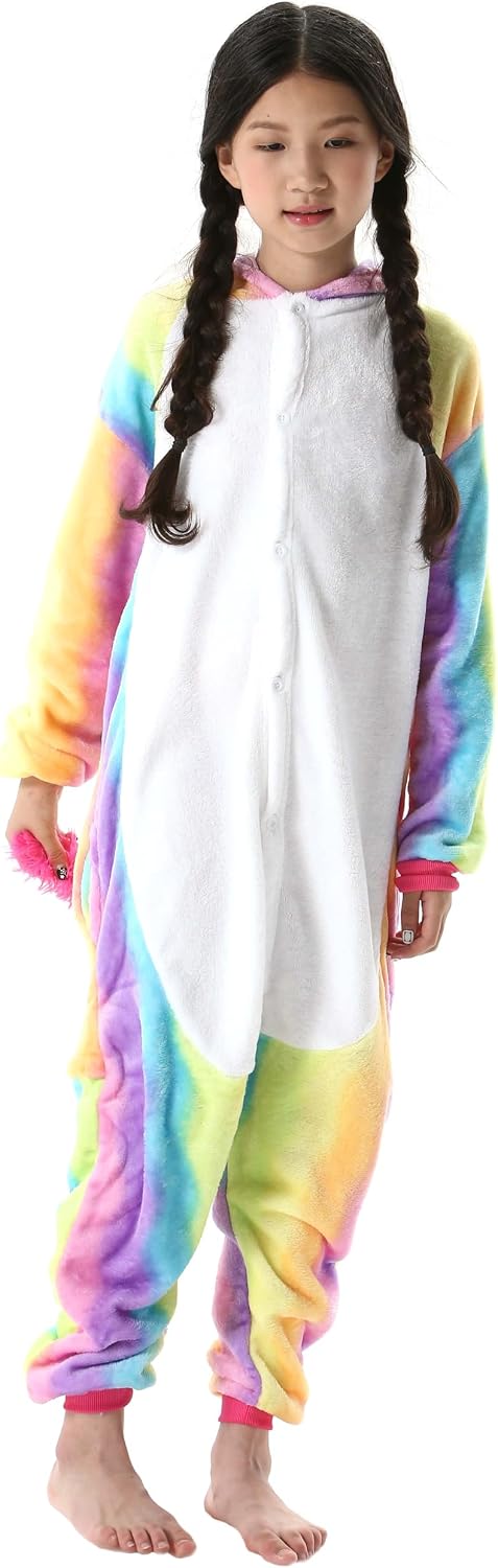 SimZoo Kids Animal Pajamas, Boy Girls Unicorn Cosplay Costume Sleepwear, One-Piece Unisex Homewear 3-13Y