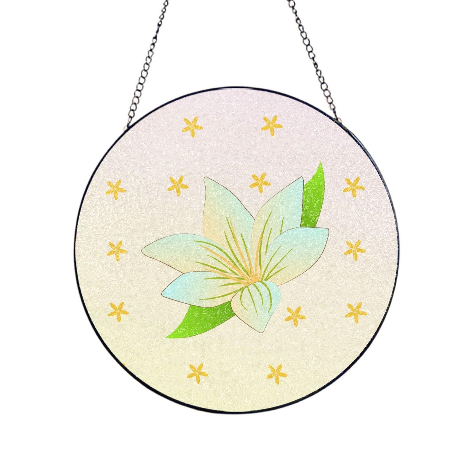 Phayah Blooming Daffodils Print Stained Glass Window Hanging Suncatcher For Door Terrace Garden Home Decor Sun Catcher Birthday Gifts For Lovers Dad Mom 10in（25cm）