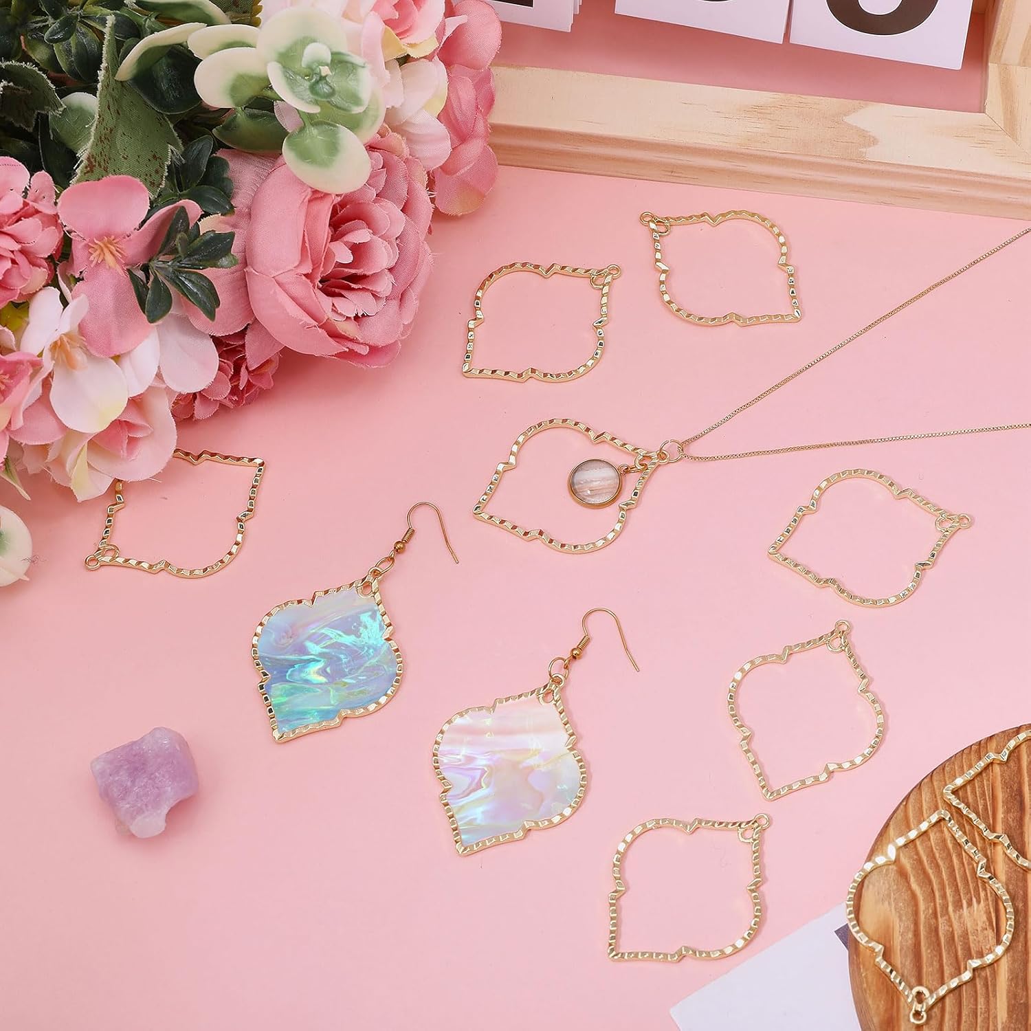 CHGCRAFT 20 Pcs Open Back Bezel Pendants Hollow Irregular Pendant for Resin Alloy Frame Charms Blank Hollow Pendant for Earrings Bracelets Necklaces Jewelry Making - Image 5