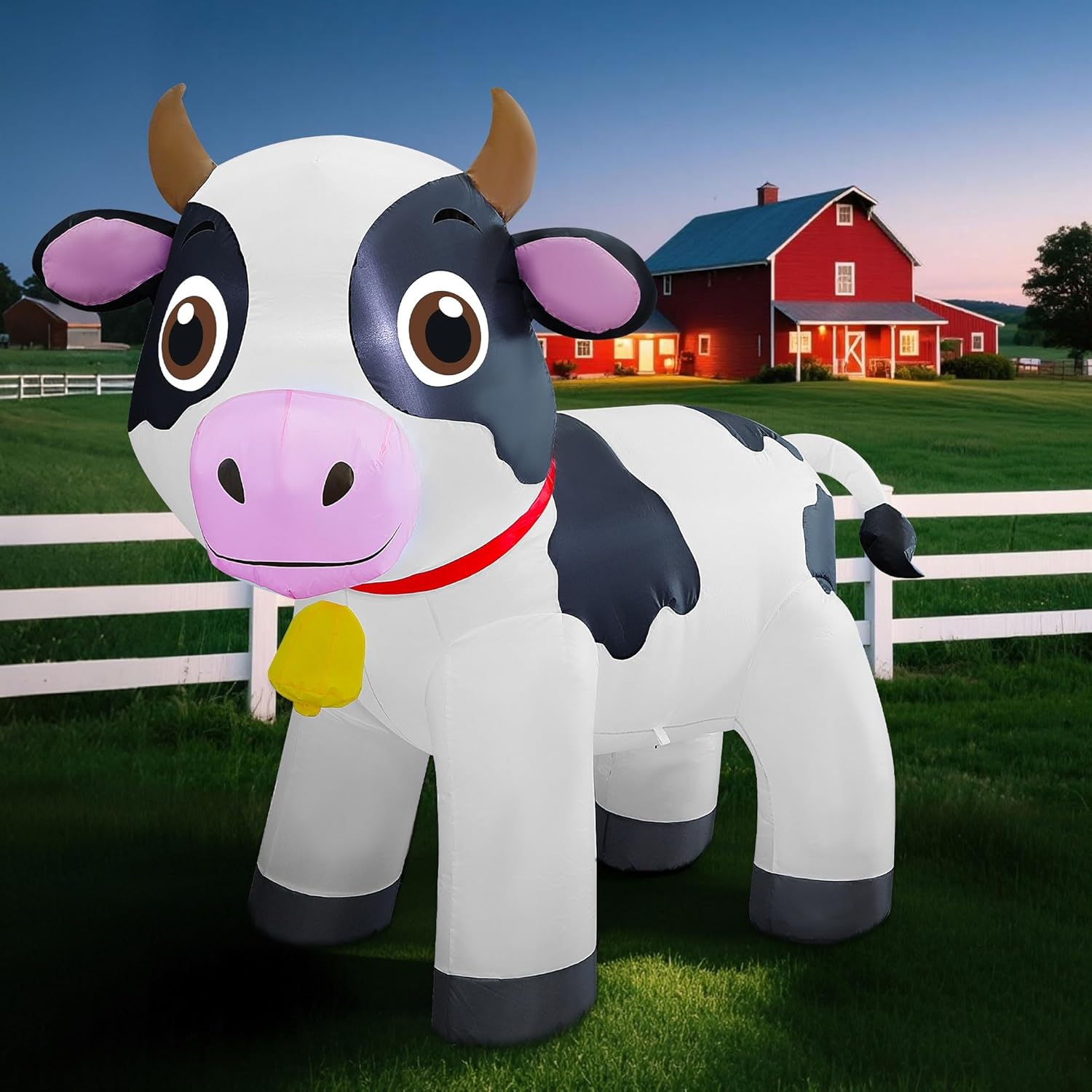 Lulu Home 6FT Christmas Inflatable Cow Decoration, Giant Blow Up Dairy Cattle with Built-in LED Lights, Air-Blown Animal Holiday Display for Yard Garden Lawn Indoor Outdoor Farm-Themed Party Decor - Image 6