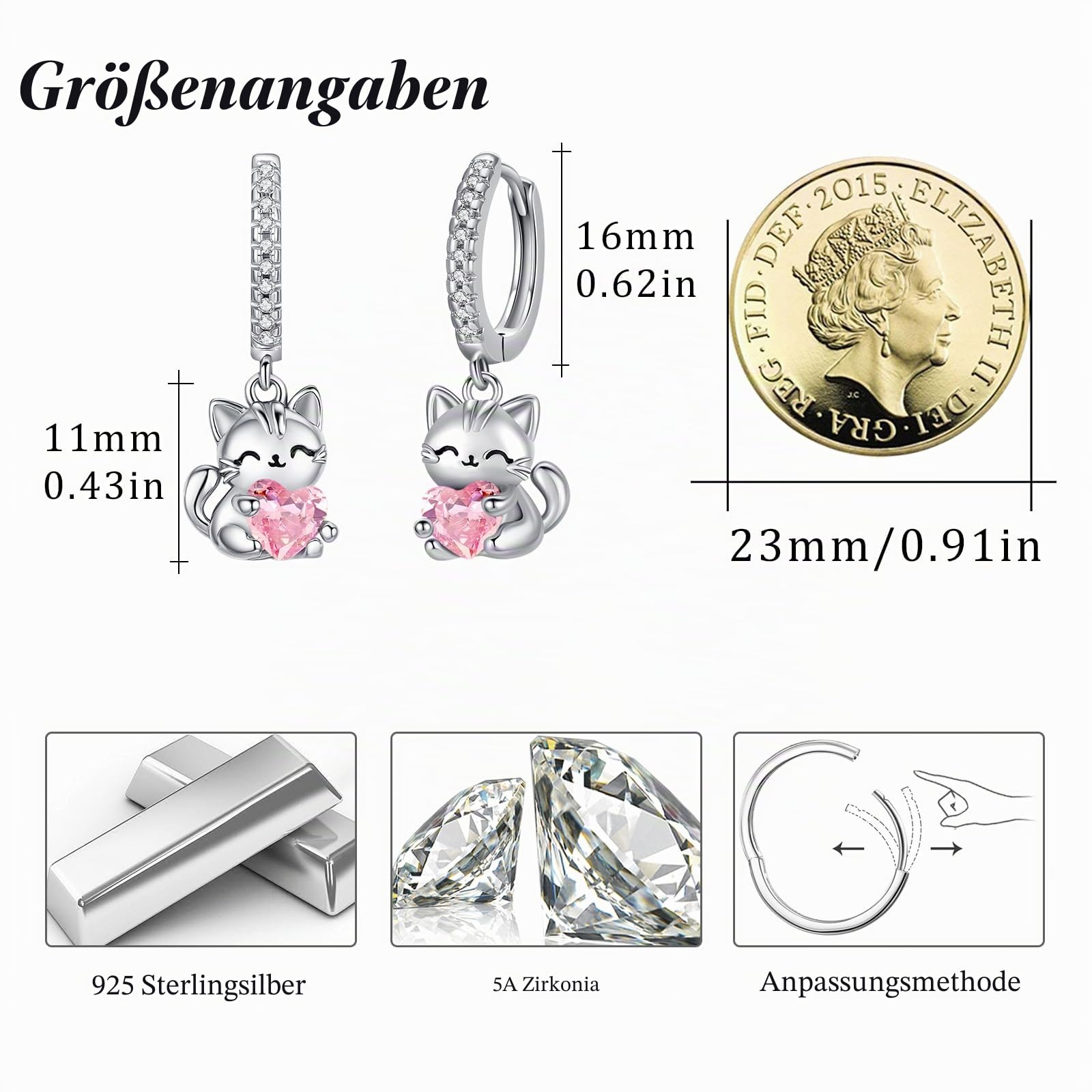 Fuchs Ohrringe Silber 925 Mädchen Ohrstecker Fuchs/Delfin/Elefant/Biene/Turtle/Katze/Frosch/Schmetterling/Flamingo Ohrstecker Kinder Tier Schmuck Geschenke für Kinder Mädchen Damen