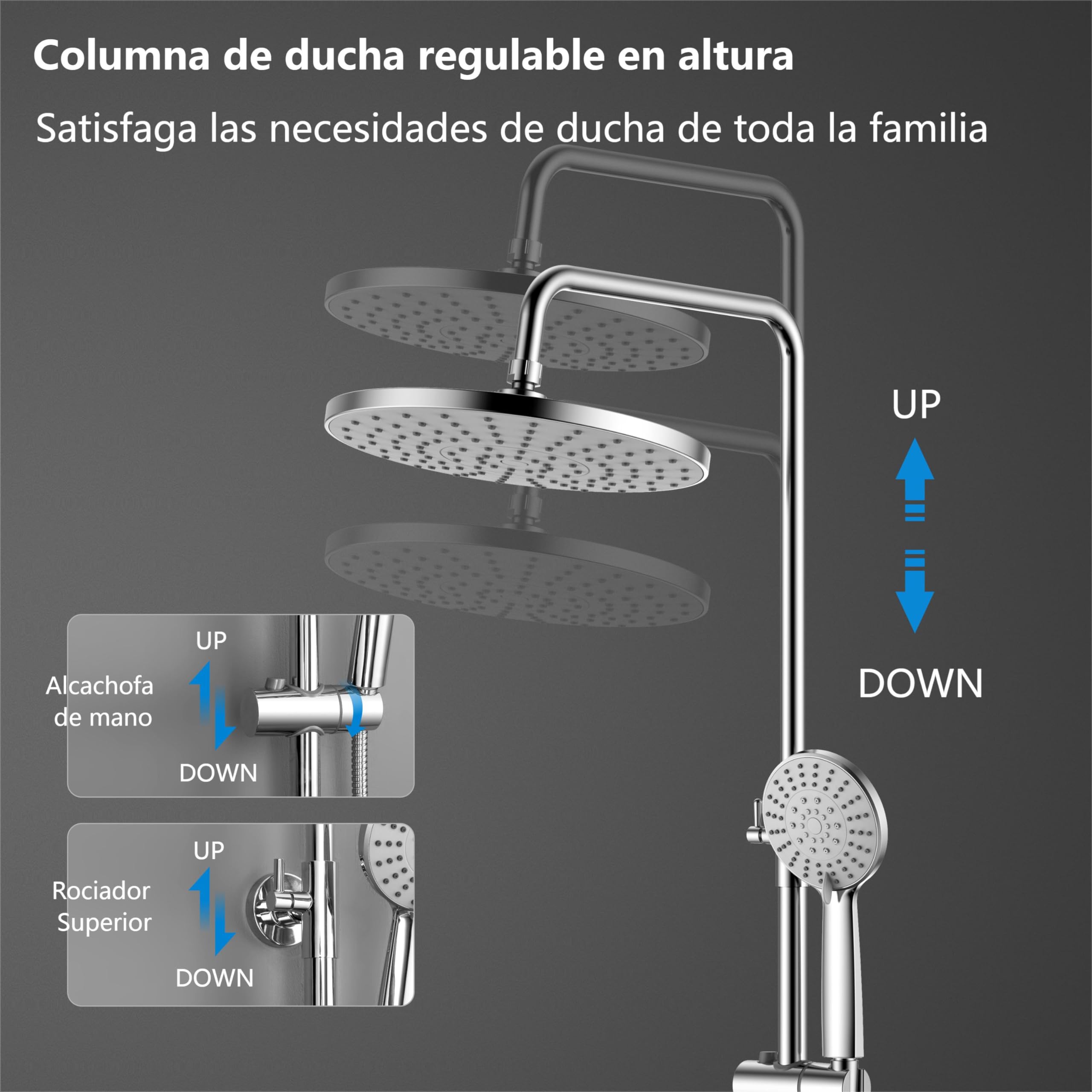Columna de Ducha, YOOZENA Columna Ducha con grifo, Completo con Aceros inoxidables ducha lluvia 23 CM