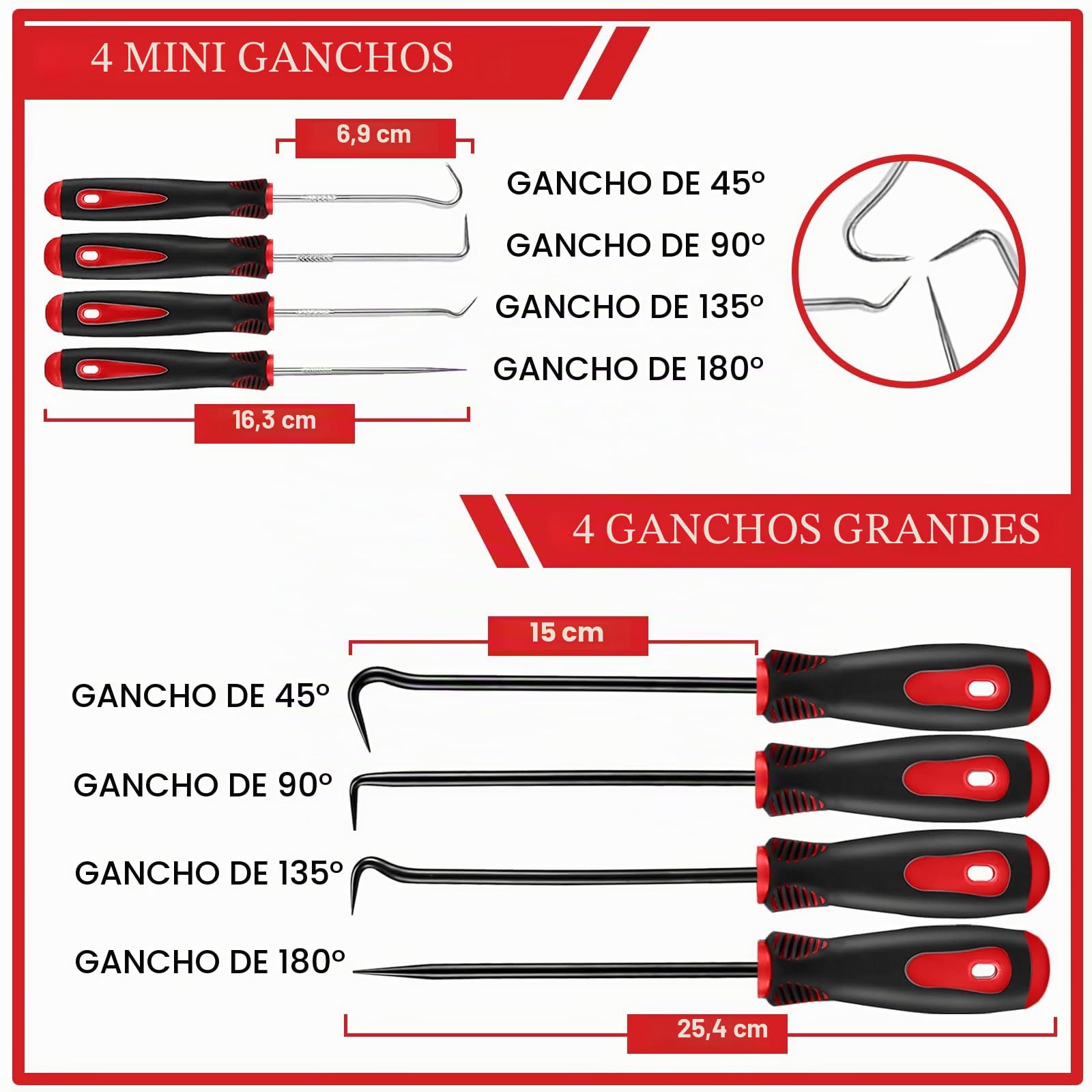 KEZE Juego de 15 púas y ganchos de precisión de acero al carbono con raspador y kit de herramientas telescópicas magnéticas para quitar mangueras de mantenimiento de electrónica automotriz, juntas