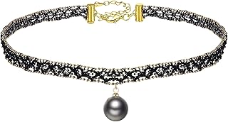 Paialco Cultured Freshwater or Tahitian Pearl Lace Choker Cocktail Dress Necklac - Compare price