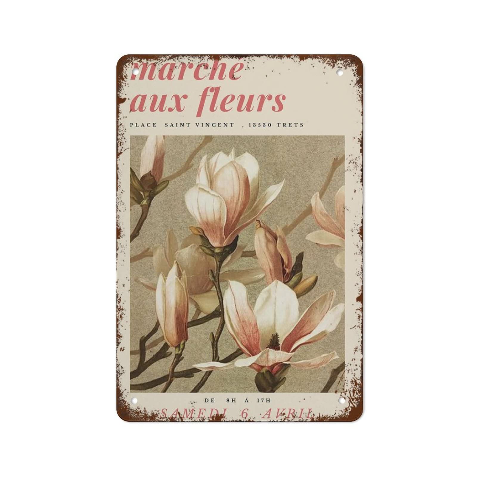 Vintage French Retro Flower Market Poster - Old Tin Sign For Home Decor - 5.5x8inch