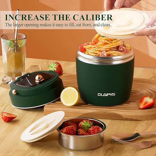 Miniatura 8 de Tarro de alimentos aislado al vacío de acero inoxidable de 40 onzas para adultos, recipiente de almuerzo de boca ancha con cuchara, tenedor y bolsa