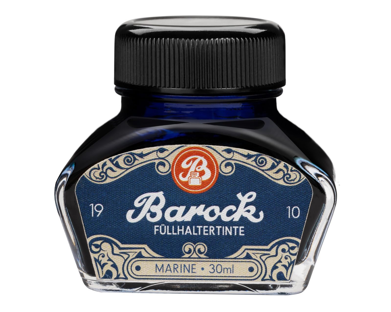 Barock 1910 atrament do piór wiecznych, szklanych piór kulkowych, atramentów do piór wiecznych, w kałamarzu, 30 ml, niebieski, morski