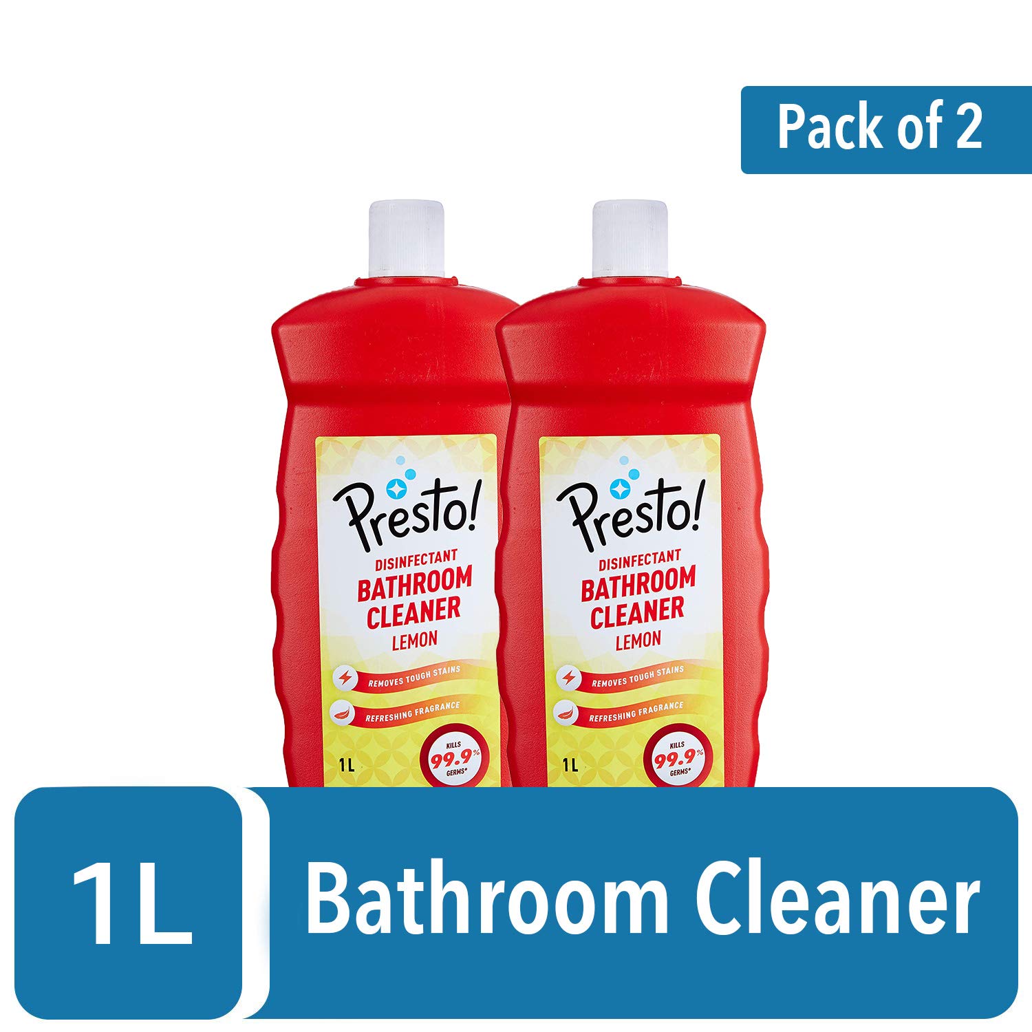 Amazon Brand - Presto! Toilet Cleaner - 1 L (Pack of 2) Amazon Brand - Presto! Bathroom Cleaner - 1 L (Lemon, Pack of 2) - Image 7 thumbnail