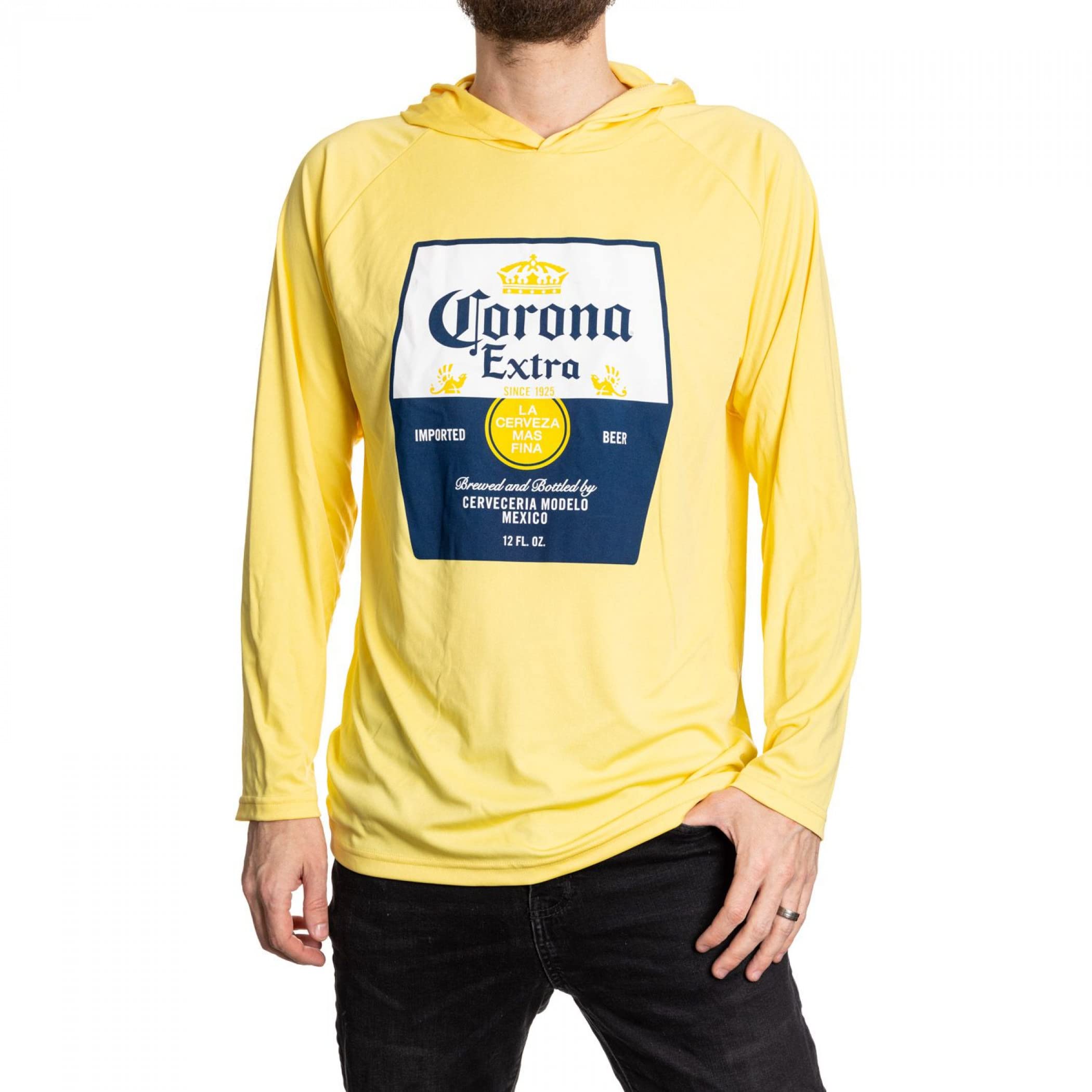 Men's Corona Label Hooded Rashguard with UV Protection (Banana, X-Large) Yellow