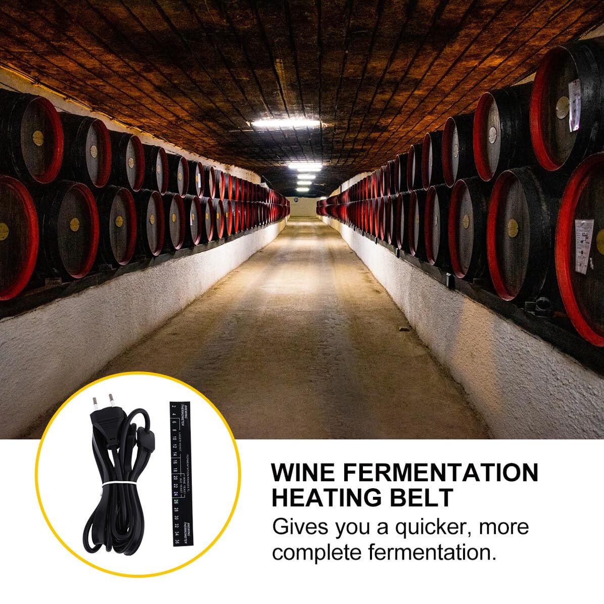 Cintura Riscaldante Nero Silicone per Fermentazione Birra Temperatura Uniforme e Alta Densità di Potenza, Accessorio Spina UE per Fermenter e Lievito