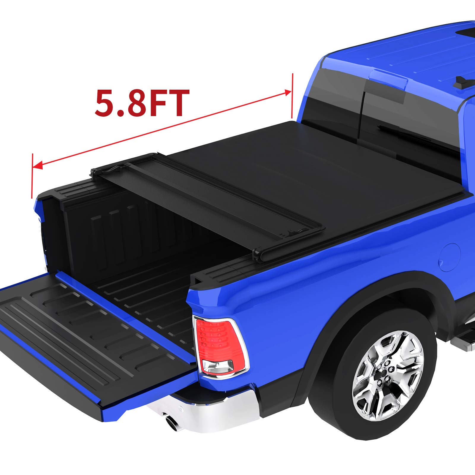 Amazon Com Oedro Quad Fold Tonneau Cover Soft Four Fold Truck Bed Covers Compatible With 2009 2020 Dodge Ram 1500 5 8 Bed Fleetside For Models W O Ram Box Automotive