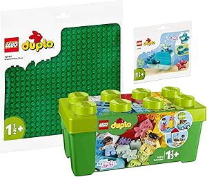 Lego DUPLO - Set di 3 scatole di pietre 10913, 10980 in verde e 30648 Balena