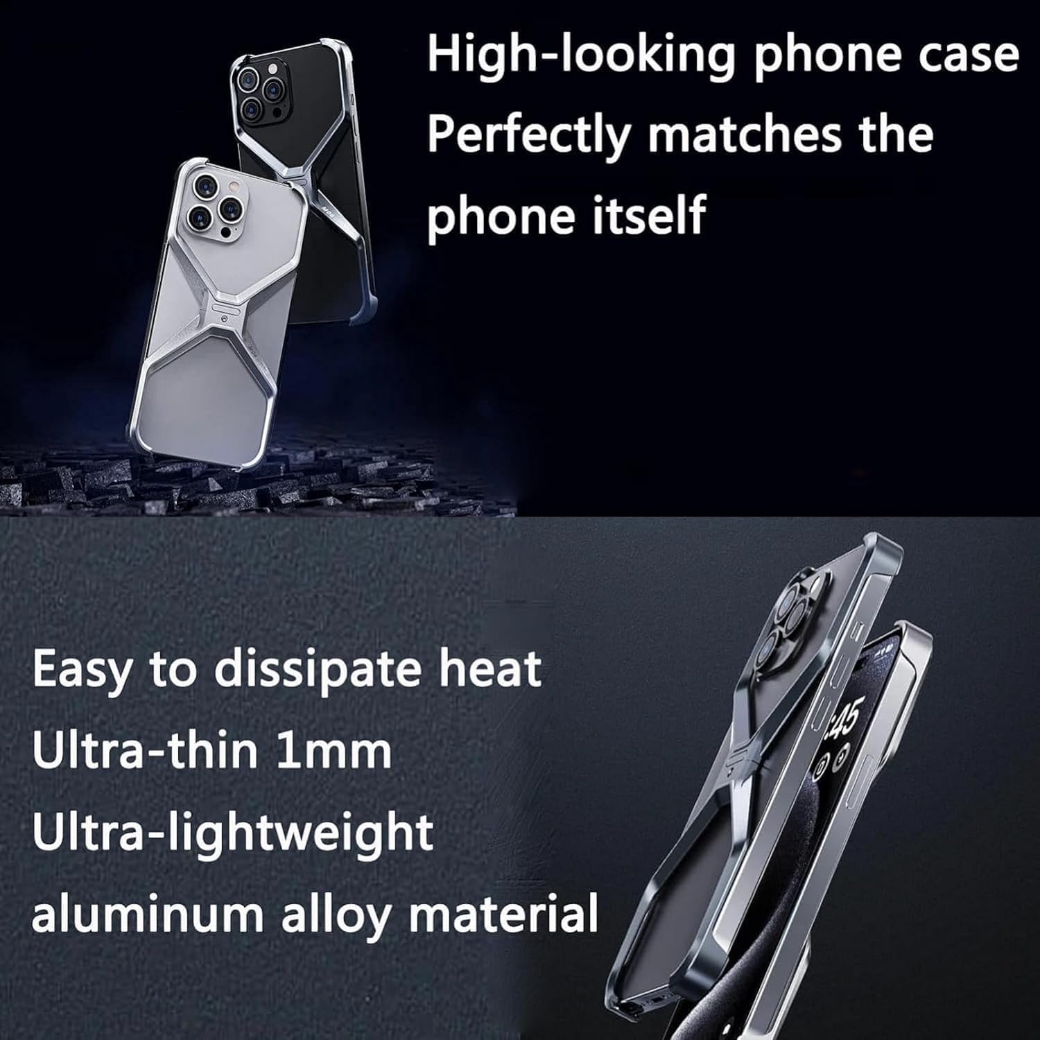 新品 シルバー iPhone16proMax 用ケース T Amazon.co.jp: X型落下防止裸電話ケース、iPhone用X型メタル