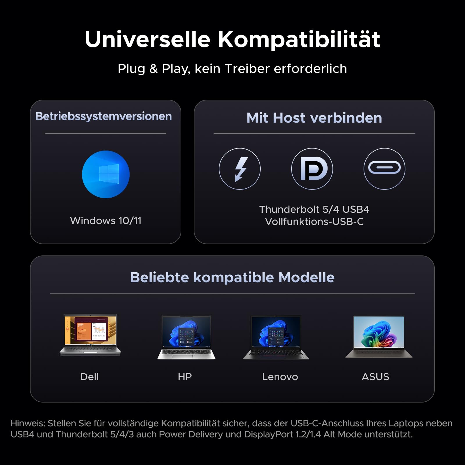 UGREEN Revodok Pro Triple Display Dock【Nur für Windows-Laptop】 2HDMI & DP mit 8K DP/4K HDMI, 100W Aufladen, 27W USB C, 10Gbps USB Ports, Gigabit LAN, SD/TF