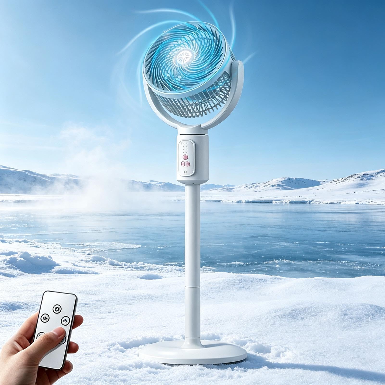 Ventilatore A Piantana Con Telecomando 5 Velocità 180° Oscillante Timer 8h | Ventilatore Circolazione Aria Per Cucina Ufficio Domestico Dormitorio Lavoro Studio Sonno Campeggio