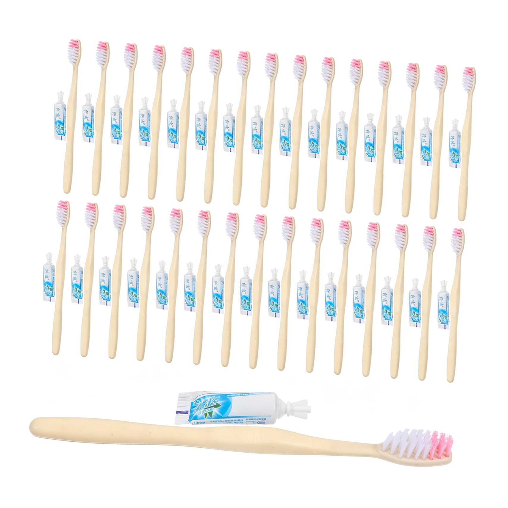 Cepillos de dientes con pasta para viajes y estancias cortas en kit de 100 unidades desechables 8