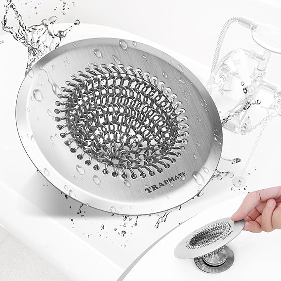 TRAPMATE Shower Drain Hair Catcher, 4.4" Easy Clean Bathtub Drain Hair ...