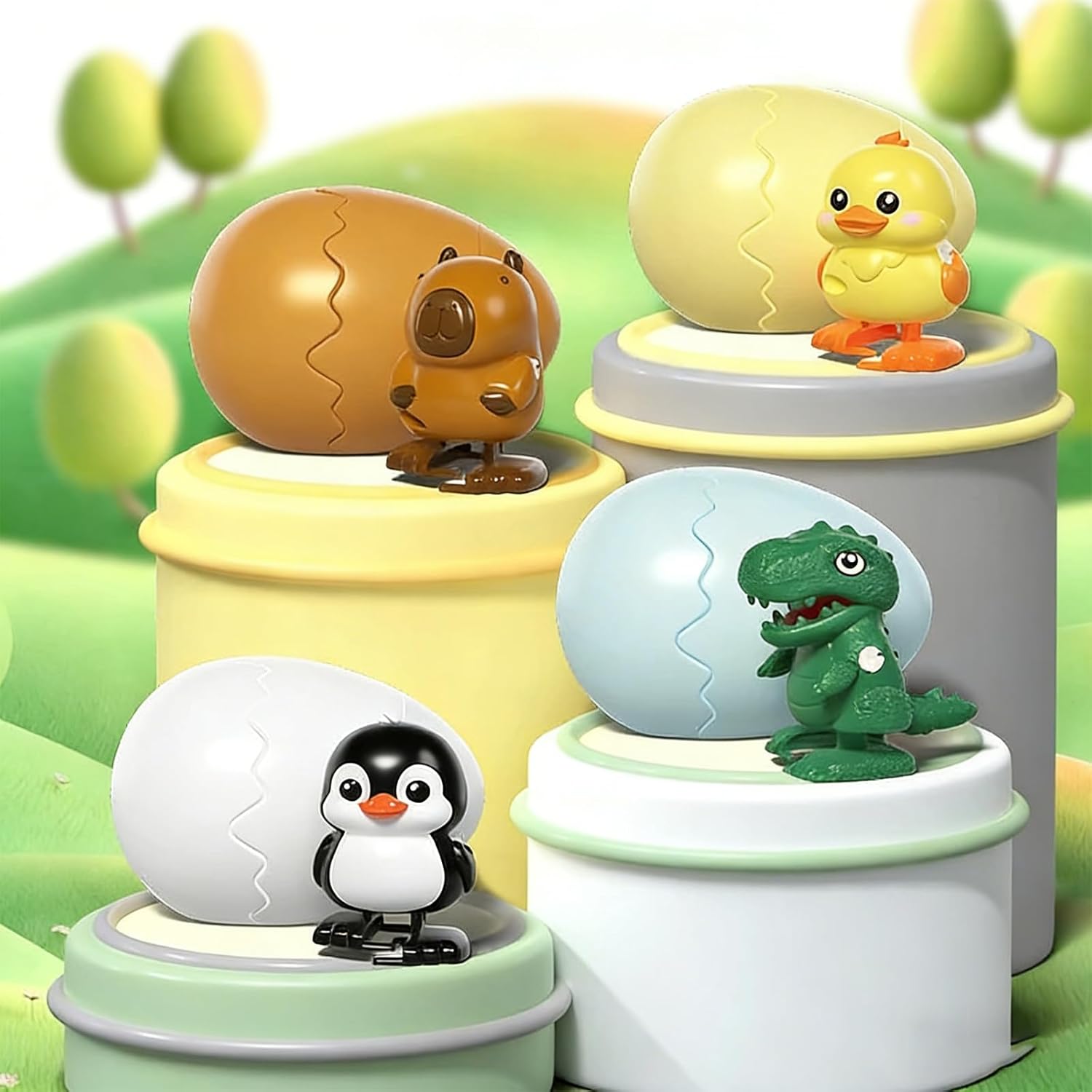 Boom Eggs, 2026 New Wind-Up Surprise Dino Hatching Eggs – Reusable Clockwork Animal Toys for Easter Basket Fillers, Party Favors, Birthday Gifts for Boys & Girls (4-Pack) (4PCS)