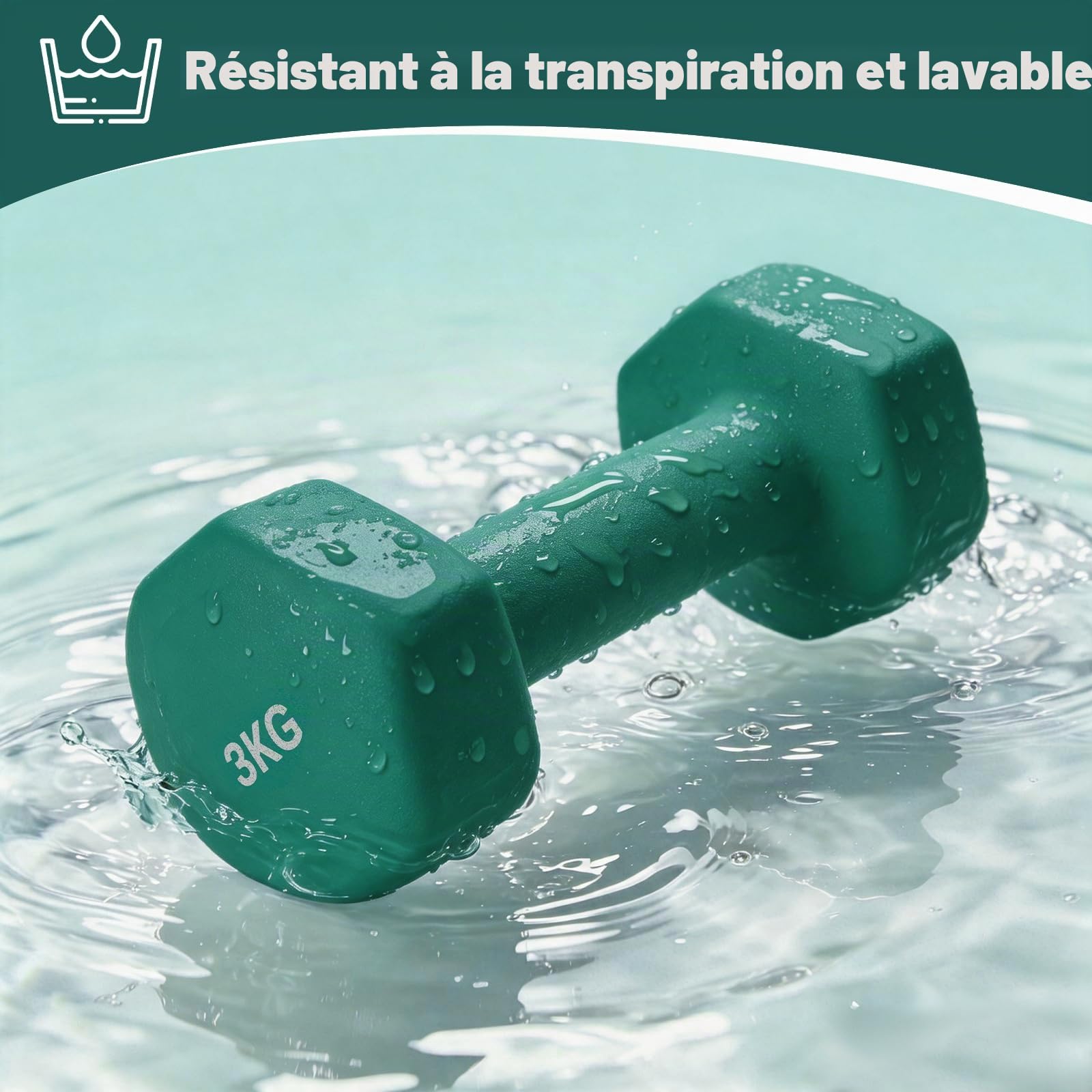 Dripex Lot de 6 Haltères Néoprène 1-5 kg, Support Inclus, Antidérapant