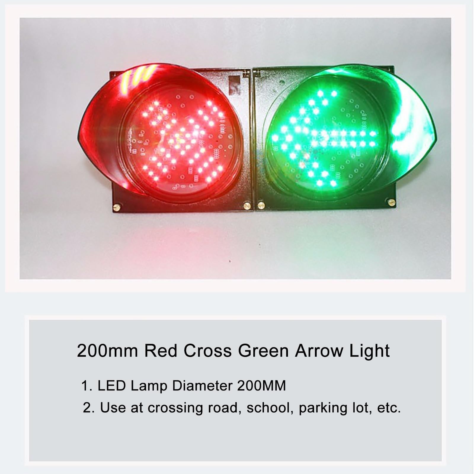 Trójkolorowe czerwono-zielone światło sygnalizacyjne IP65 Stop/Go 200 mm, z obudową PC, 110V/24V/220V