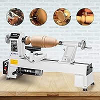 Vista 4 de CXRCY Torno de madera de 12" x 18", máquina de torno de madera de sobremesa 3/4 HP Velocidad infinitamente variable 650-3800 RPM con gafas