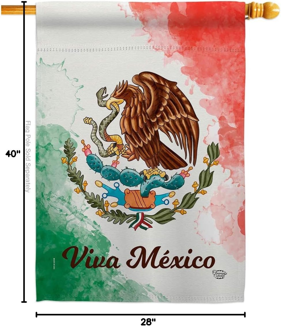 Viva Mexico House Flag Regional Nationality Nation International World Country Particular Area Small Decorative Gift Yard Banner Made In USA 28 X 40