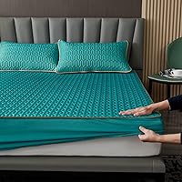 Vista 12 de Sábana bajera ajustable tamaño King, sábanas de látex fresco de verano, cubrecolchón con estampado de dibujos animados para habitación de los niños