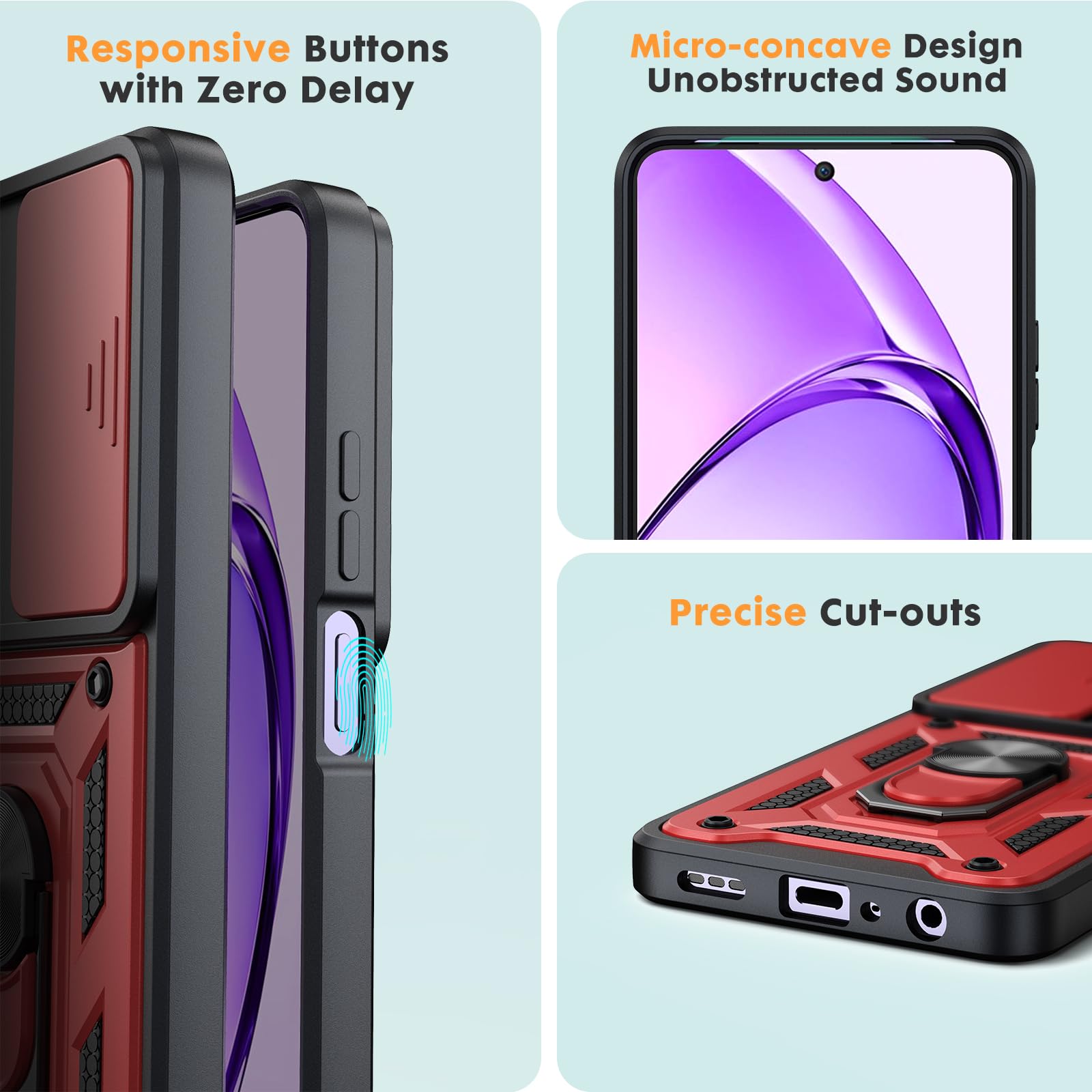 Custodia Oududianzi Per Oppo A80 5G Con Coperchio Scorrevole Fotocamera + 2 Pellicole Vetro Temperato E Supporto Girevole 360° - Argento - 2