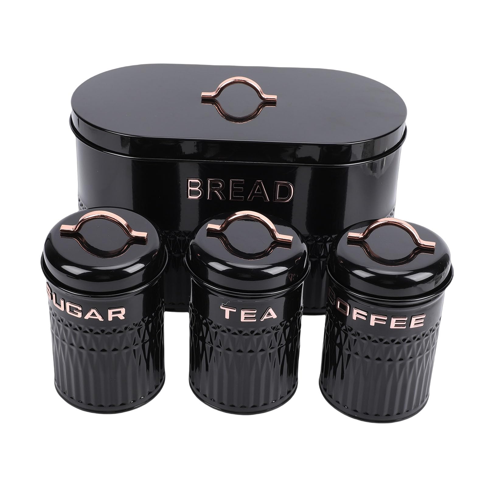 SIXRUN Set Portapane e Contenitori Dal Design Elegante per la Soluzione di Stoccaggio da 4 Pezzi in Ferro per Uso Alimentare da Bancone della (BLACK)