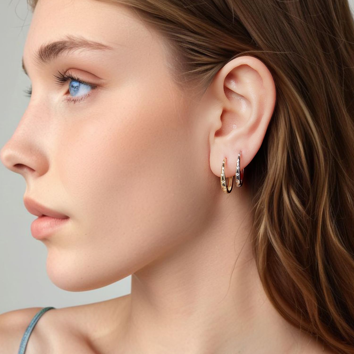 Elegant Hoop Earrings for Women Star Silver/Gold Plated Earrings Hypoallergenic Earring for Women Jewelry Gifts for Christmas,Valentine's Day,Anniversary - Image 2