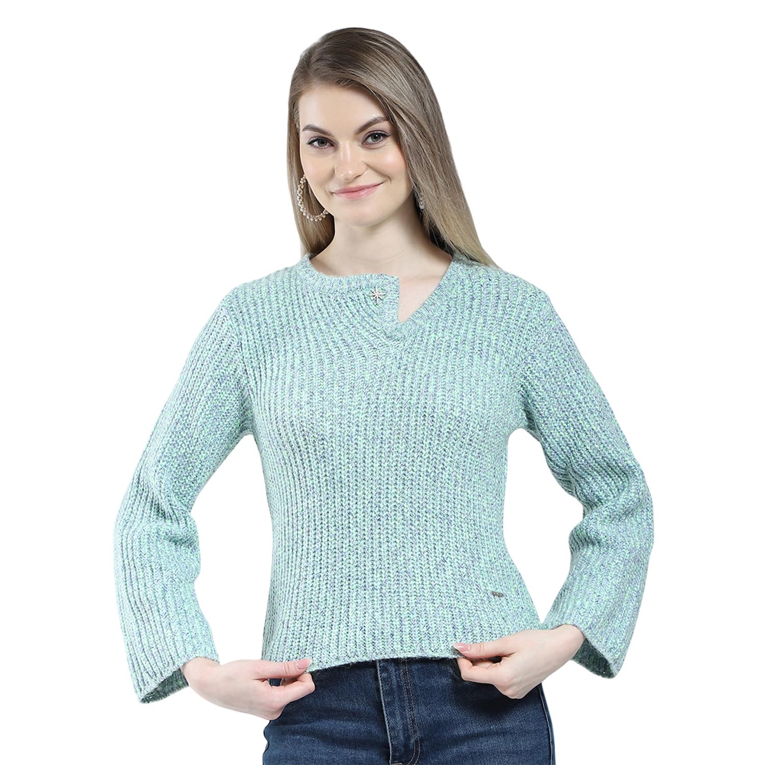 monte carlo Women's Regular Fit Self Designed Round Neck Winter Top | Full Sleeve | Casual Wear | Stylish & Comfortable | Everyday Wear Winter Top for Women-picture-28