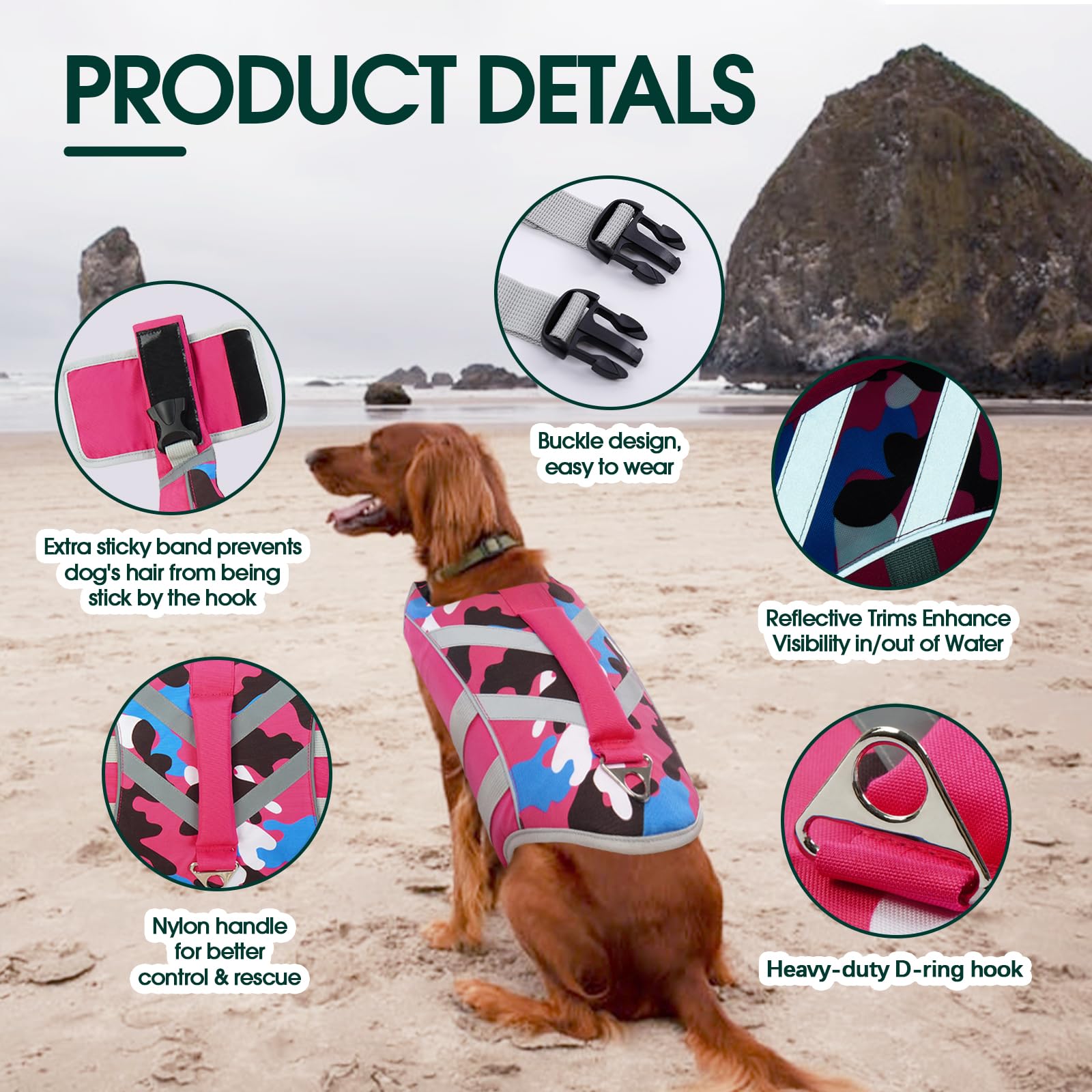 Kuoser Salvagente Cane, Piscina Per Cani Grandi, Giubbotto Salvagente Cane,Salvagente Per Cani,Salvagente Cane Taglia Piccola Media Grande