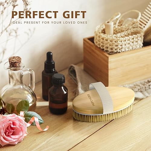 Miniatura 7 de POPCHOSE - Cepillo corporal de cepillado en seco cepillo exfoliante para piel seca cepillo exfoliante para piel impecable tratamiento de celulitis