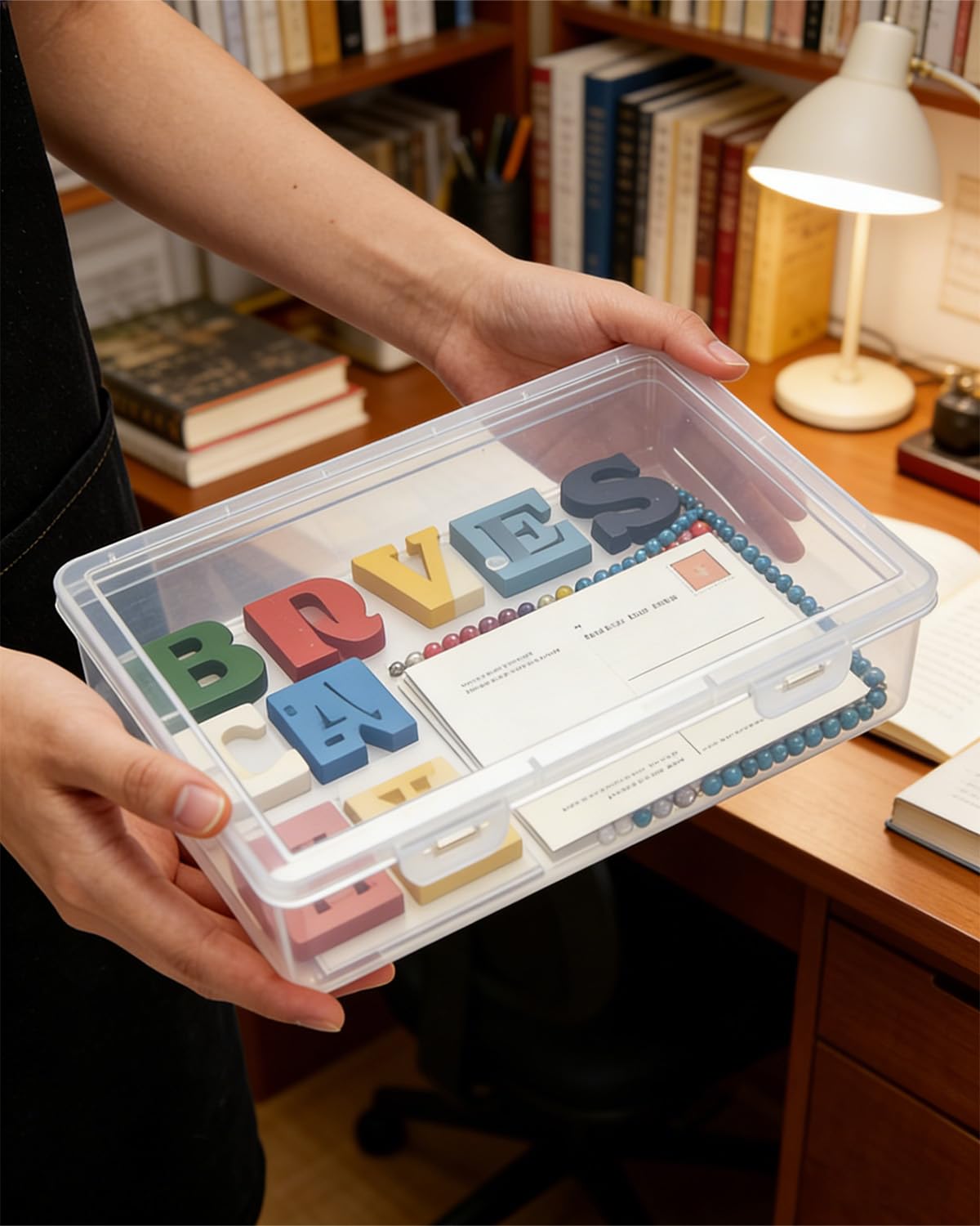 Scatola organizer per carta, confezione da 3 scatole in plastica per foto, documenti, documenti, documenti, foto, 32 x 23 x 5 cm