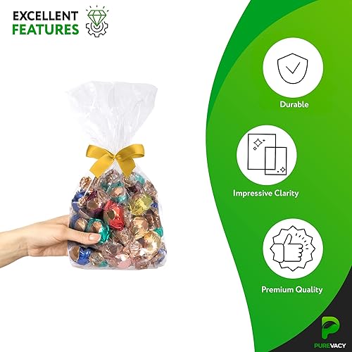 Miniatura 4 de Bolsas de plástico transparente con fuelle para regalos, 5 x 3.5 x 12 pulgadas. Paquete de 1000 bolsas de pan de plástico. Bolsas de regalo de