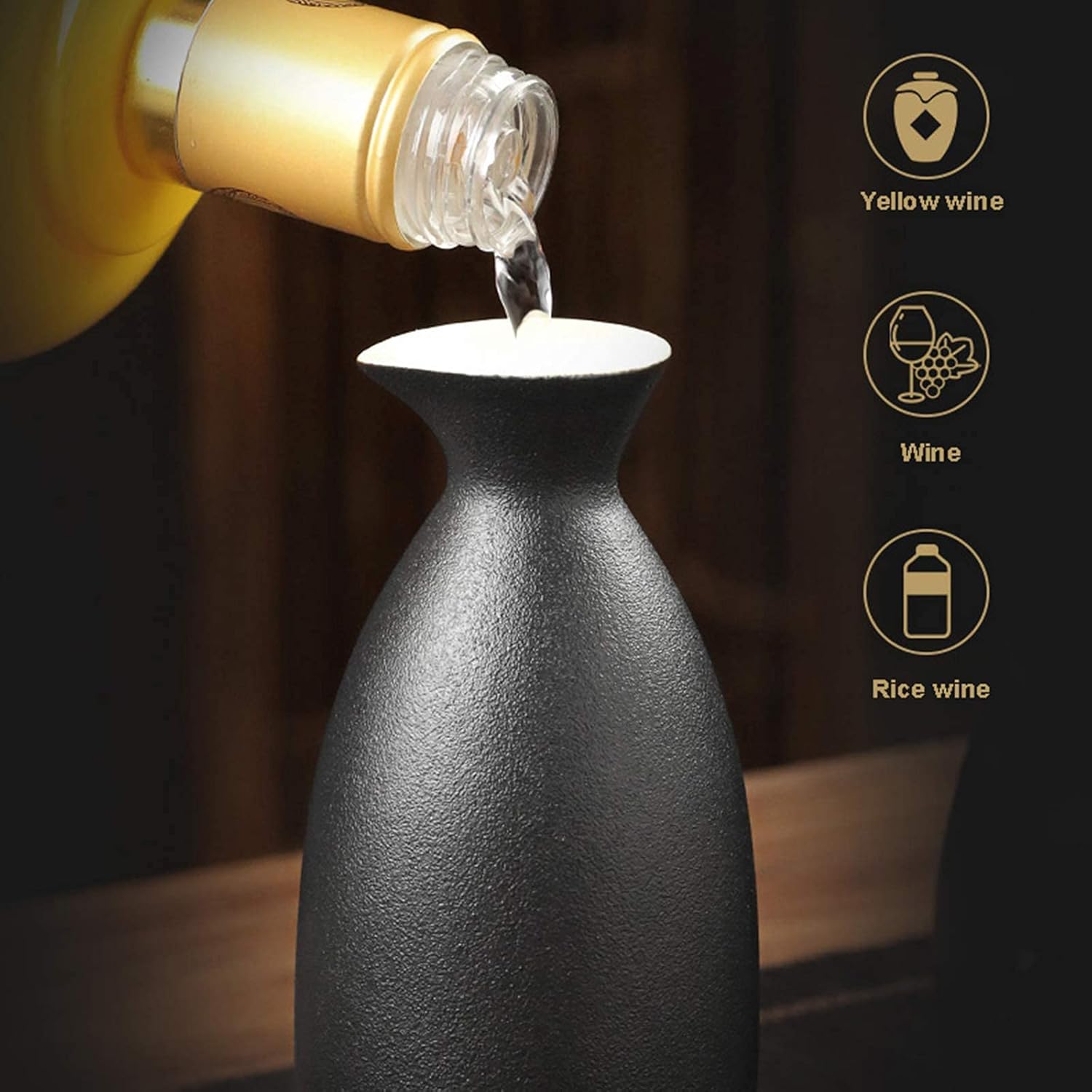 ウォーマー付き日本酒セット、陶器製日本製ホットセット 9点セット