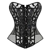 Women's Satin Lace up Overbust Corset Bustier Plus Size + G-String