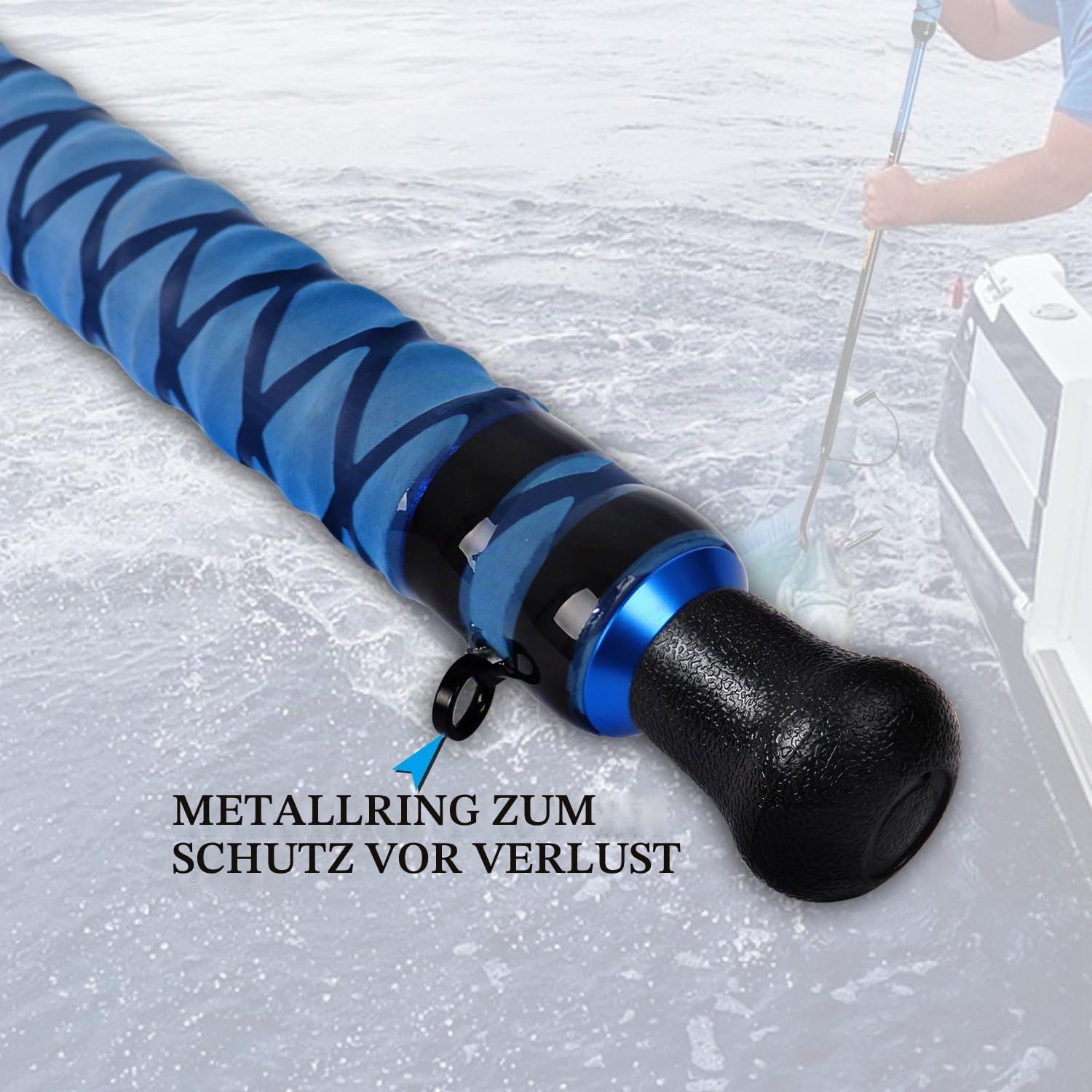 Fiblink Fishing Gaff Tragbarer Fisch-Gaff mit Edelstahl-Angelhaken, rutschfestem Griff und Fiberglas-Schaft für Salzwasser, Offshore, 91 cm, 150 cm, 180 cm